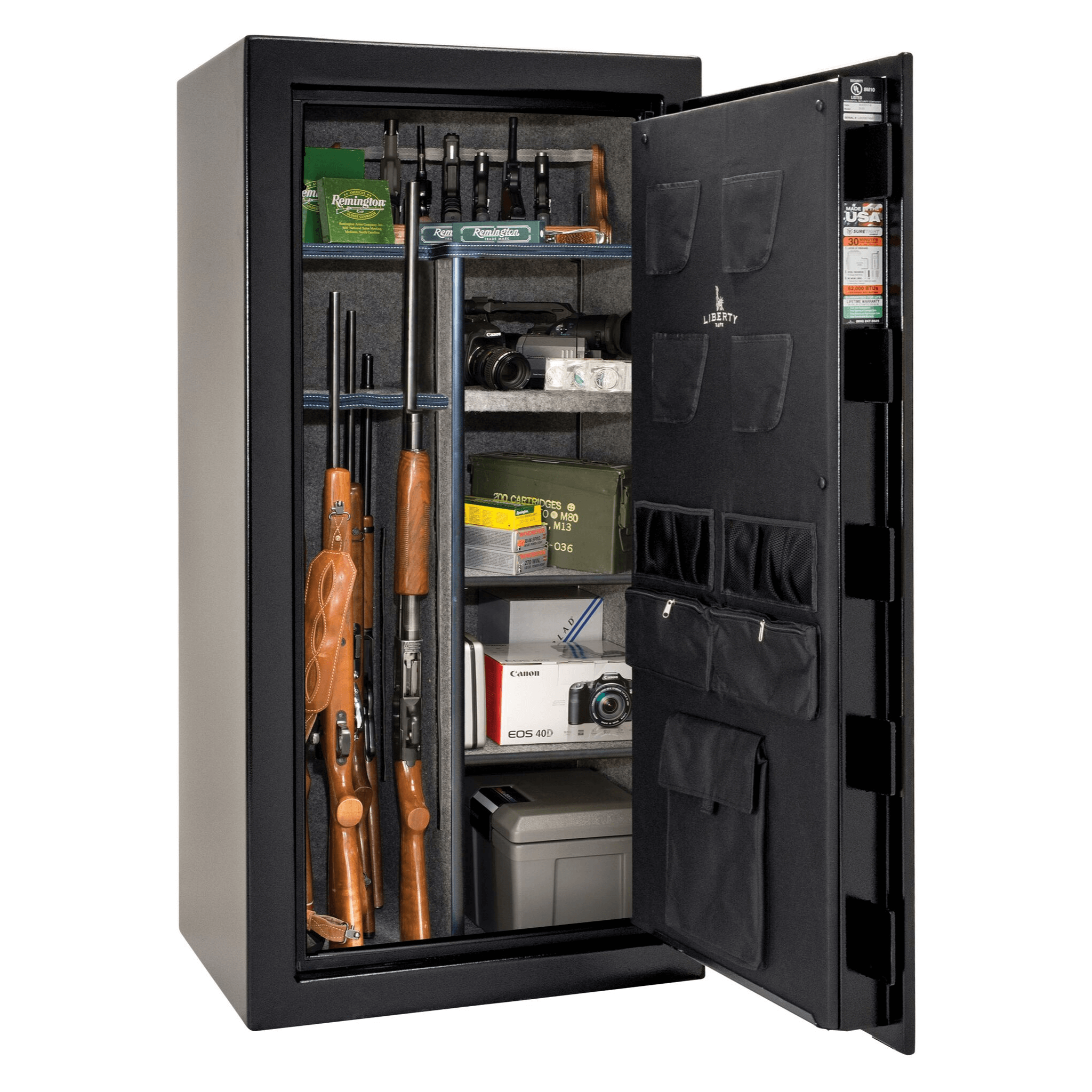 USA | 30 | Level 2 Security | 40 Minute Fire Protection | Black | Chrome Electronic Lock | 60.5"(H) x 30"(W) x 25"(D)